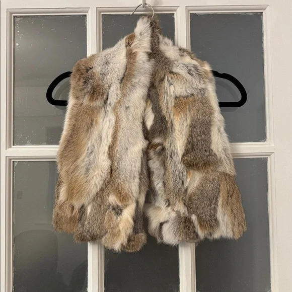 Adrienne Landau Real Fur Scarf in Tan and Cream - Picture 3 of 5